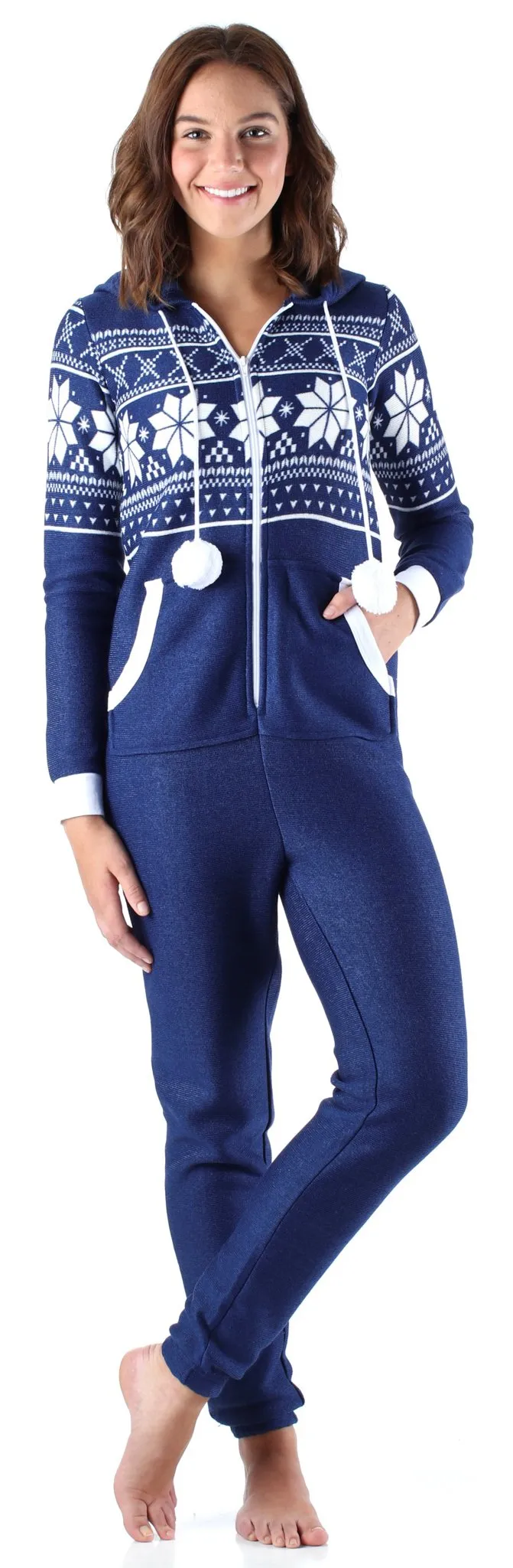 Frankie & Johnny Women’s Brushed Fleece Ribbed Non-Footed Onesie Pajama