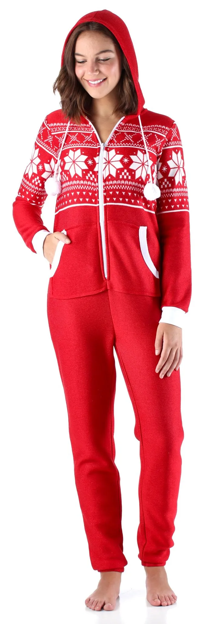 Frankie & Johnny Women’s Brushed Fleece Ribbed Non-Footed Onesie Pajama