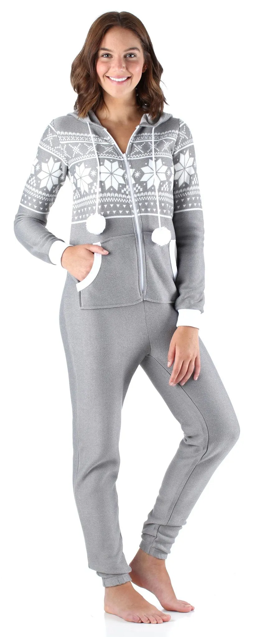 Frankie & Johnny Women’s Brushed Fleece Ribbed Non-Footed Onesie Pajama