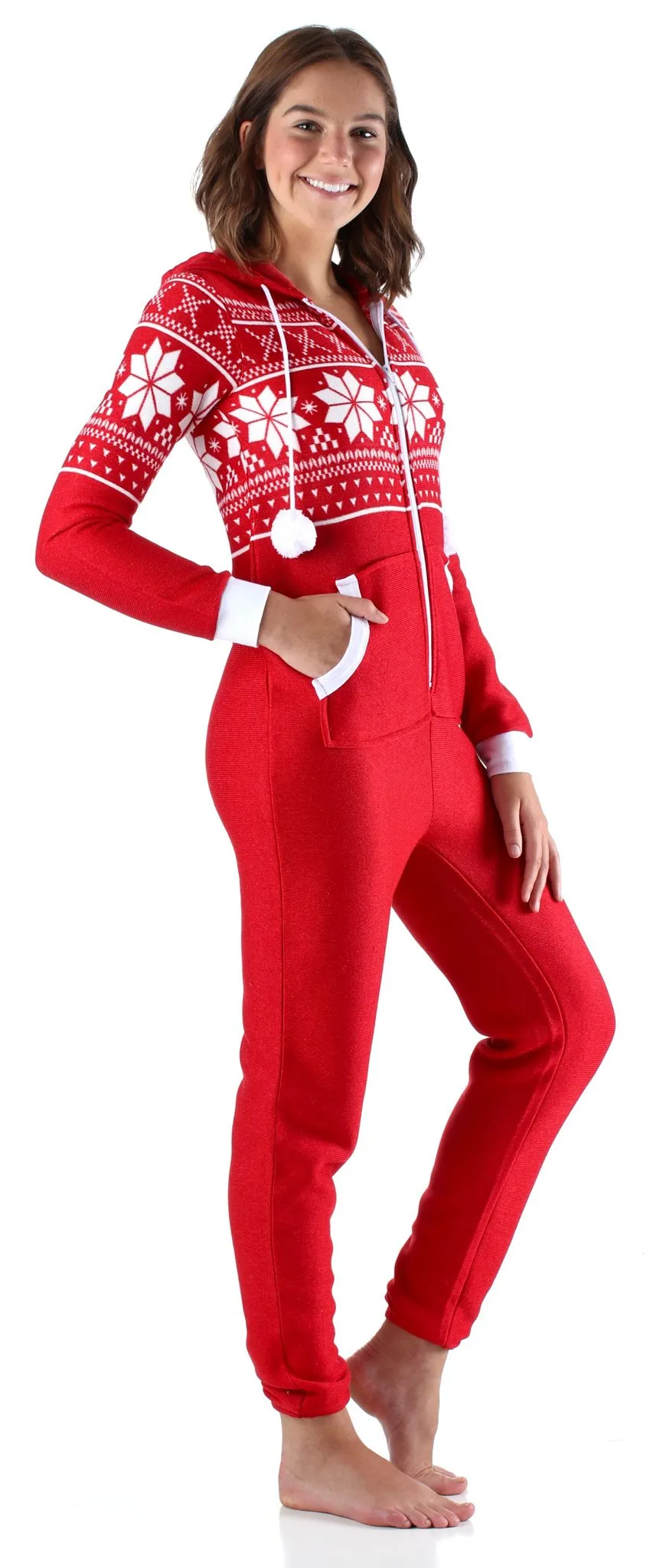 Frankie & Johnny Women’s Brushed Fleece Ribbed Non-Footed Onesie Pajama