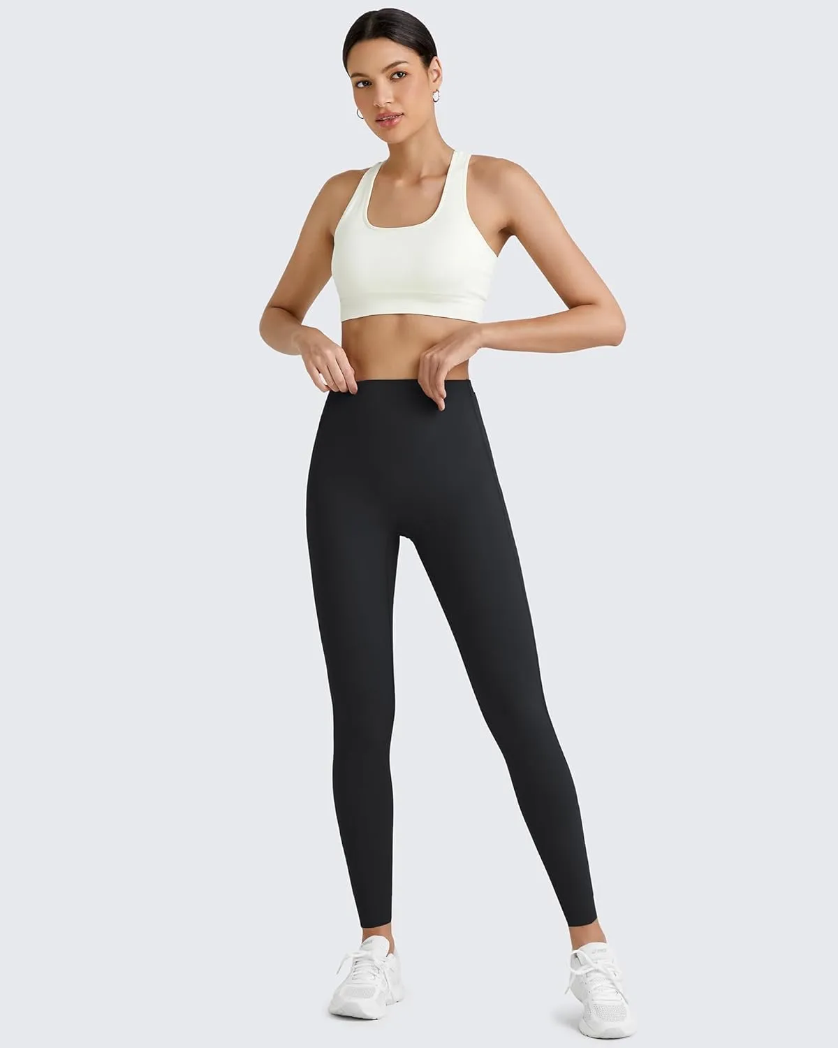 G4Free BareFeel Yoga Pants for Women Seamless Waistband Yoga Leggings Workout Biker Leggings with Pockets 25" 27" 29"