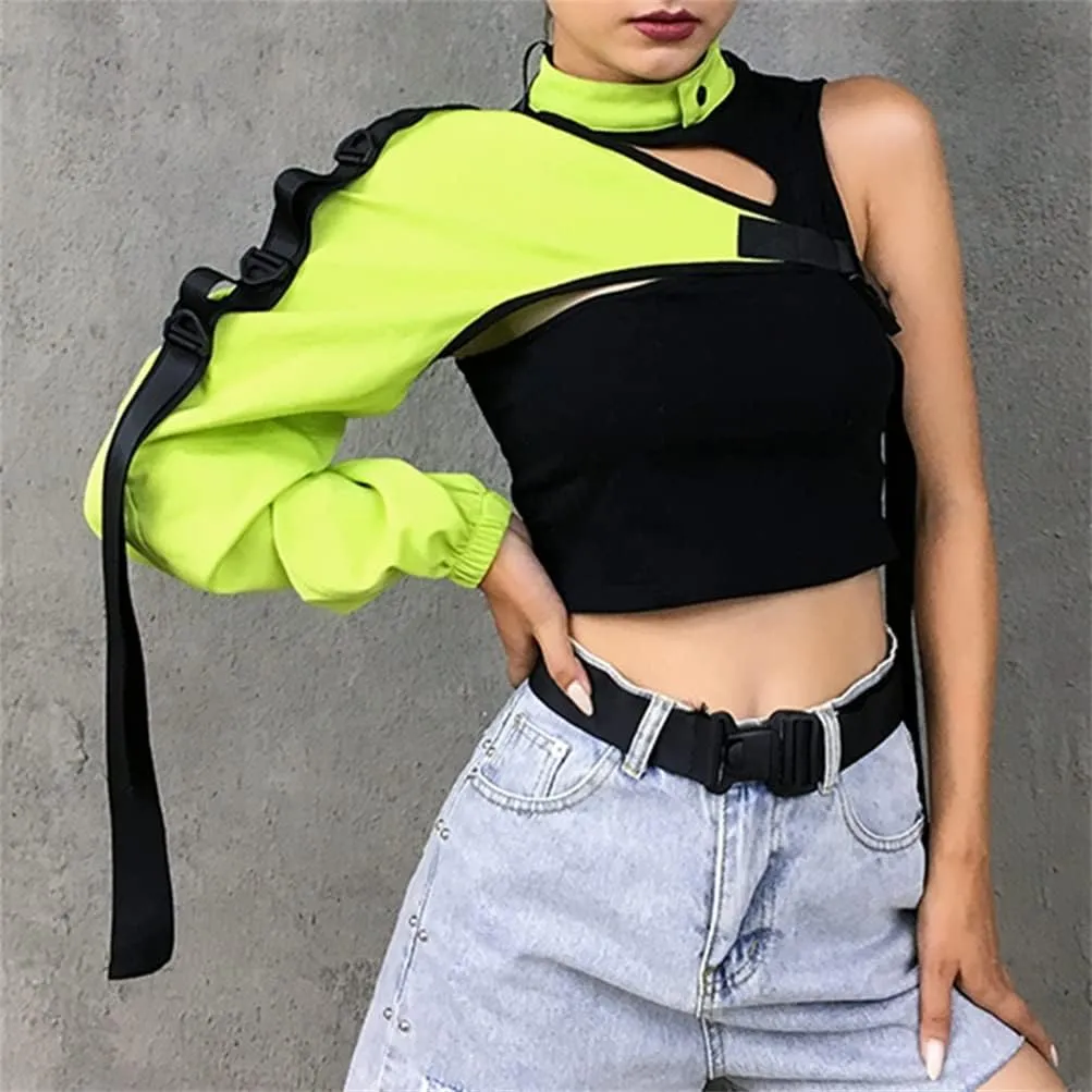 Goth Crop Top for Women 80s Emo Alt Punk Jacket Coat