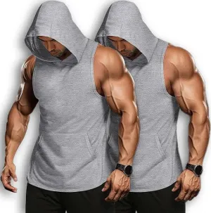 Grey Sleeveless Hoodie (Pack of 2)