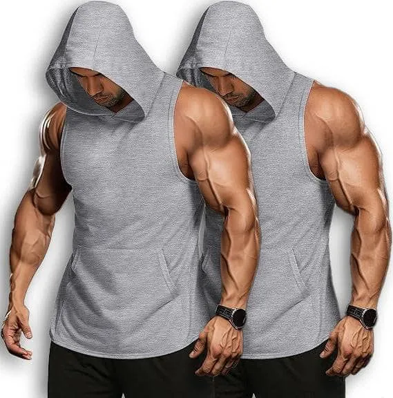 Grey Sleeveless Hoodie (Pack of 2)