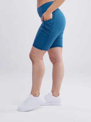 High-Waisted Mid-Thigh Shorts w Pockets