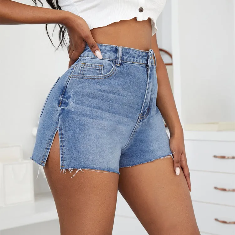 High Wasit Trimmed Denim Bulk Shorts
