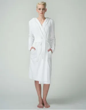 Hooded Terry Robe in White