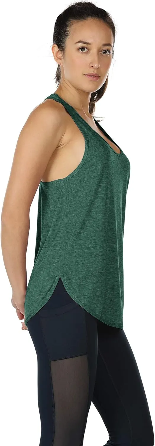 icyzone Women's Racerback Workout Athletic Running Tank Tops Loose Fit (Pack of 2)