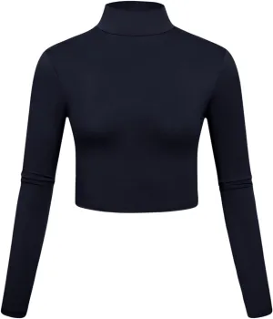 Kindcall Lightweight Mock Turtleneck Crop Tops Long Sleeve Casual Base Layer for Women