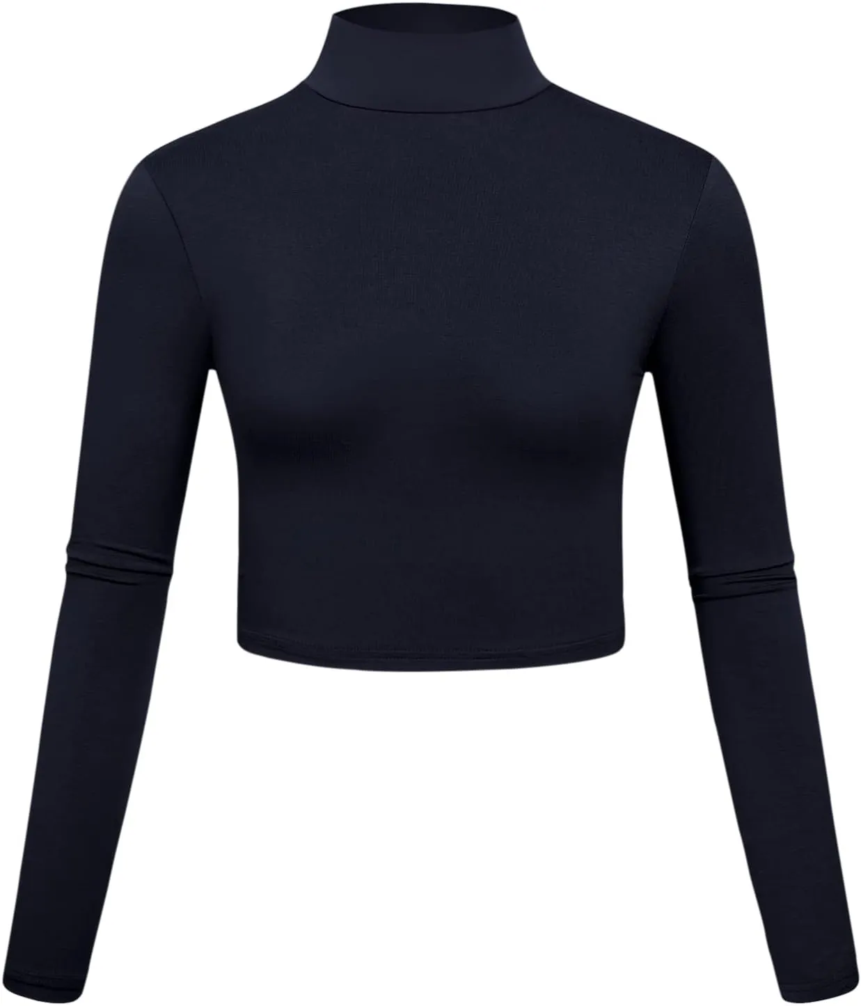 Kindcall Lightweight Mock Turtleneck Crop Tops Long Sleeve Casual Base Layer for Women