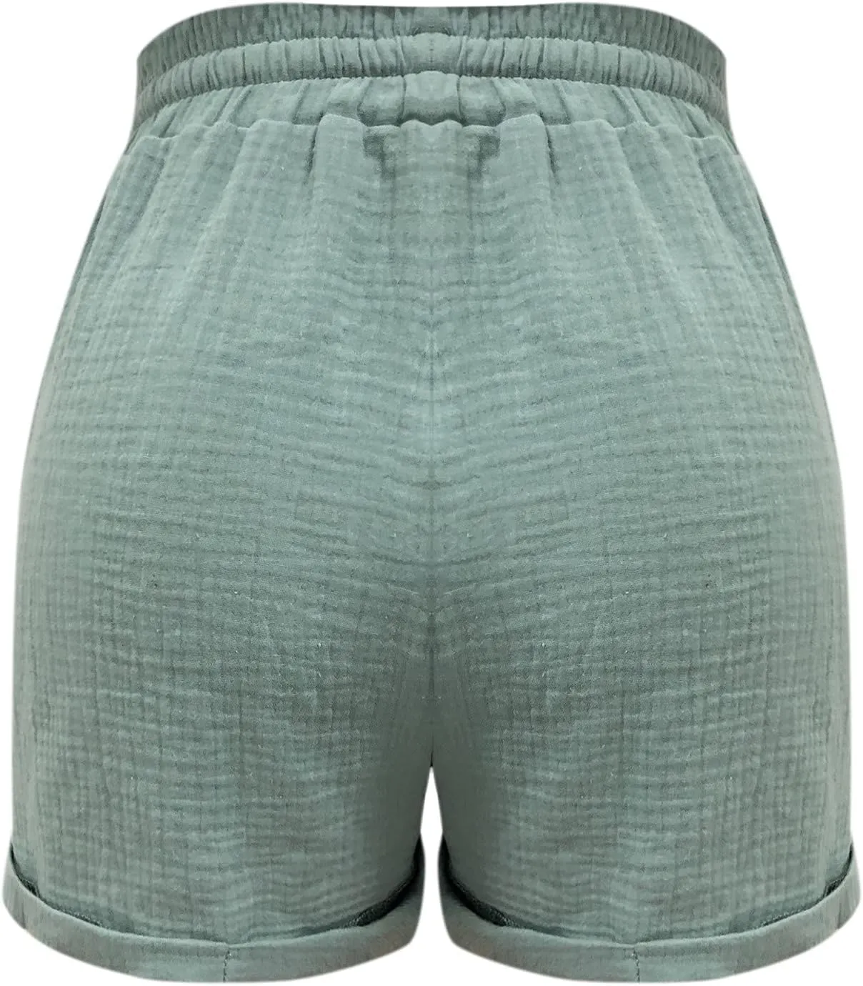 Linen Shorts for Women 2025 Summer Beach Resort Wear Drawstring Elastic High Waist Dressy Casual Shorts with Pockets