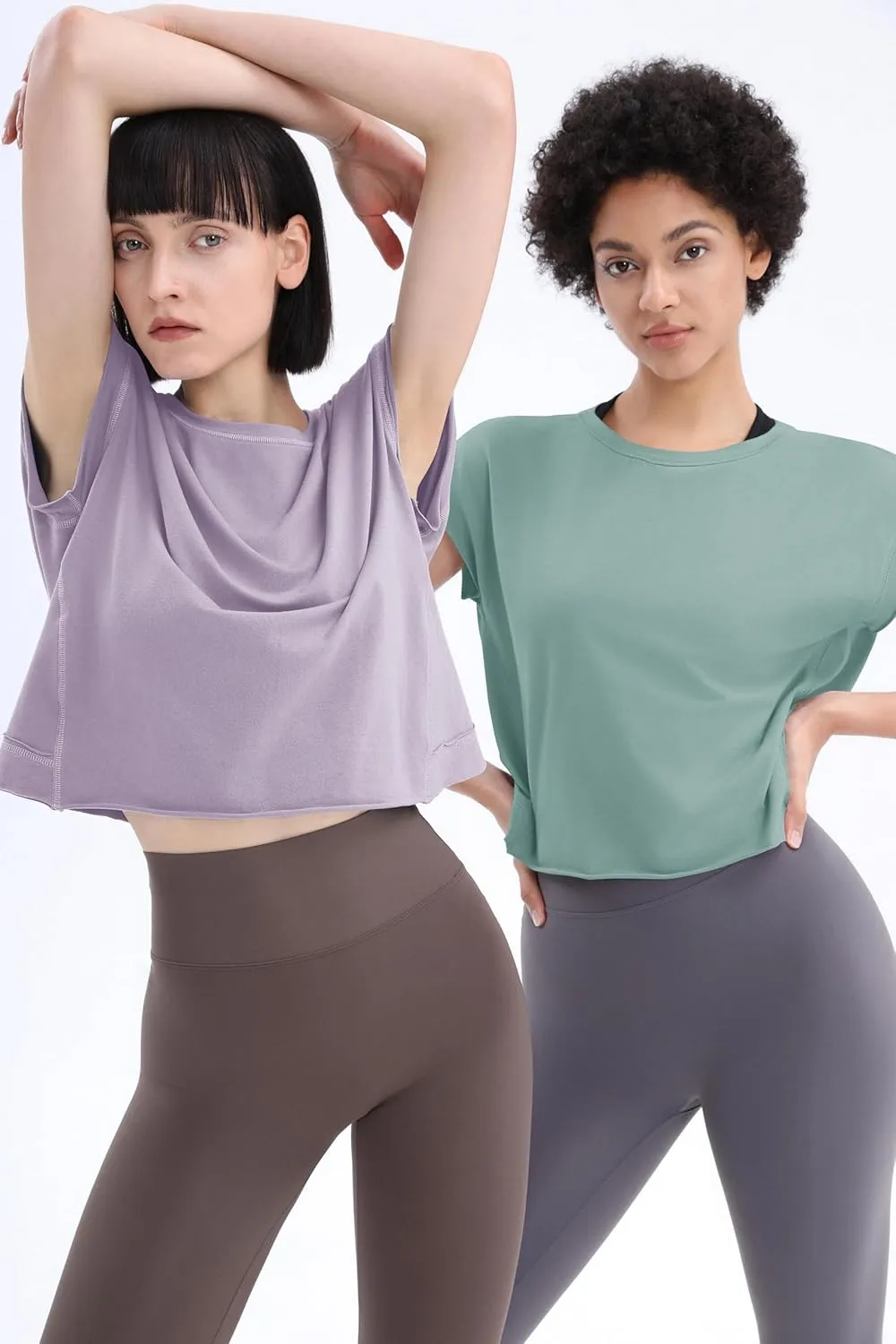 Loovoo Women's Open Back Workout Crop Tops Short Sleeve Yoga Shirts Cute Athletic Running Casual Backless Top Loose Fit