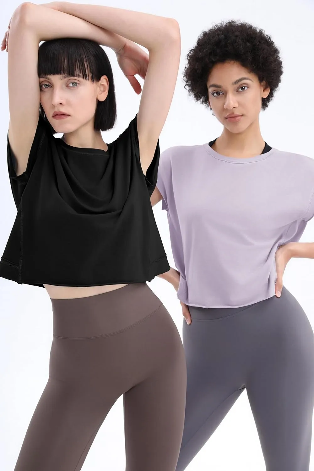 Loovoo Women's Open Back Workout Crop Tops Short Sleeve Yoga Shirts Cute Athletic Running Casual Backless Top Loose Fit