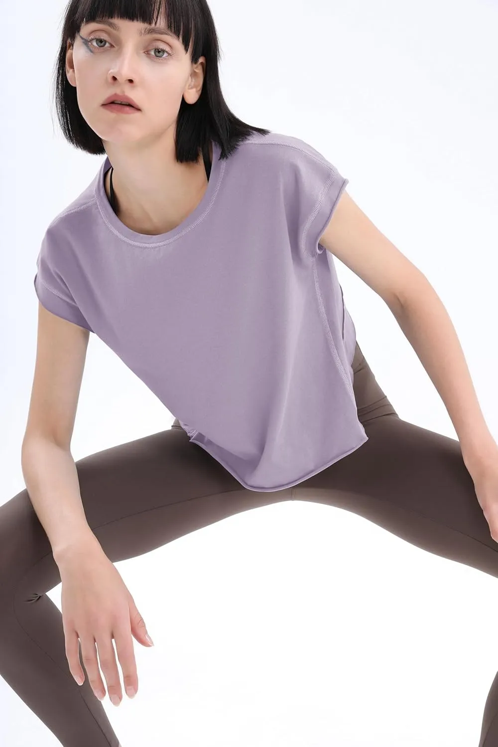 Loovoo Women's Open Back Workout Crop Tops Short Sleeve Yoga Shirts Cute Athletic Running Casual Backless Top Loose Fit