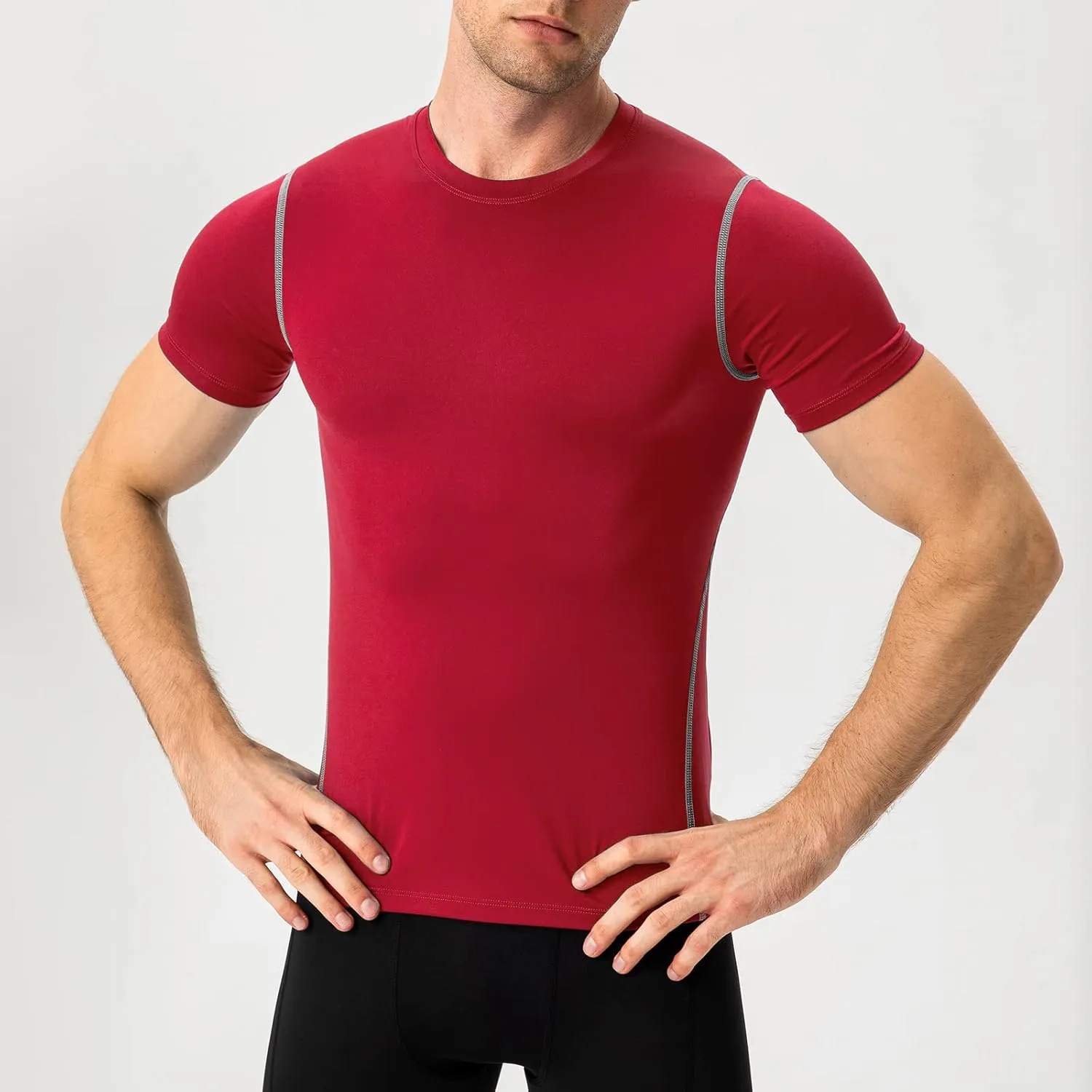 Mens Compression Shirts Short Sleeve Athletic Compression Tops Dry Fit Running T-Shirt Sports Base Layer Undershirts