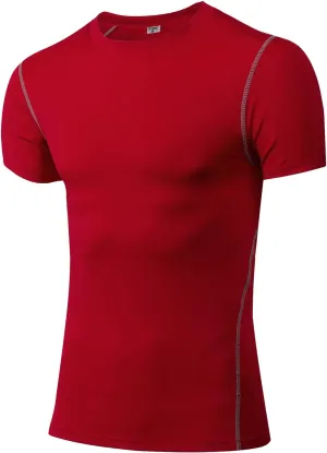 Mens Compression Shirts Short Sleeve Athletic Compression Tops Dry Fit Running T-Shirt Sports Base Layer Undershirts