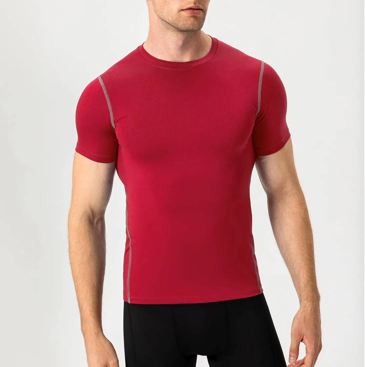 Mens Compression Shirts Short Sleeve Athletic Compression Tops Dry Fit Running T-Shirt Sports Base Layer Undershirts