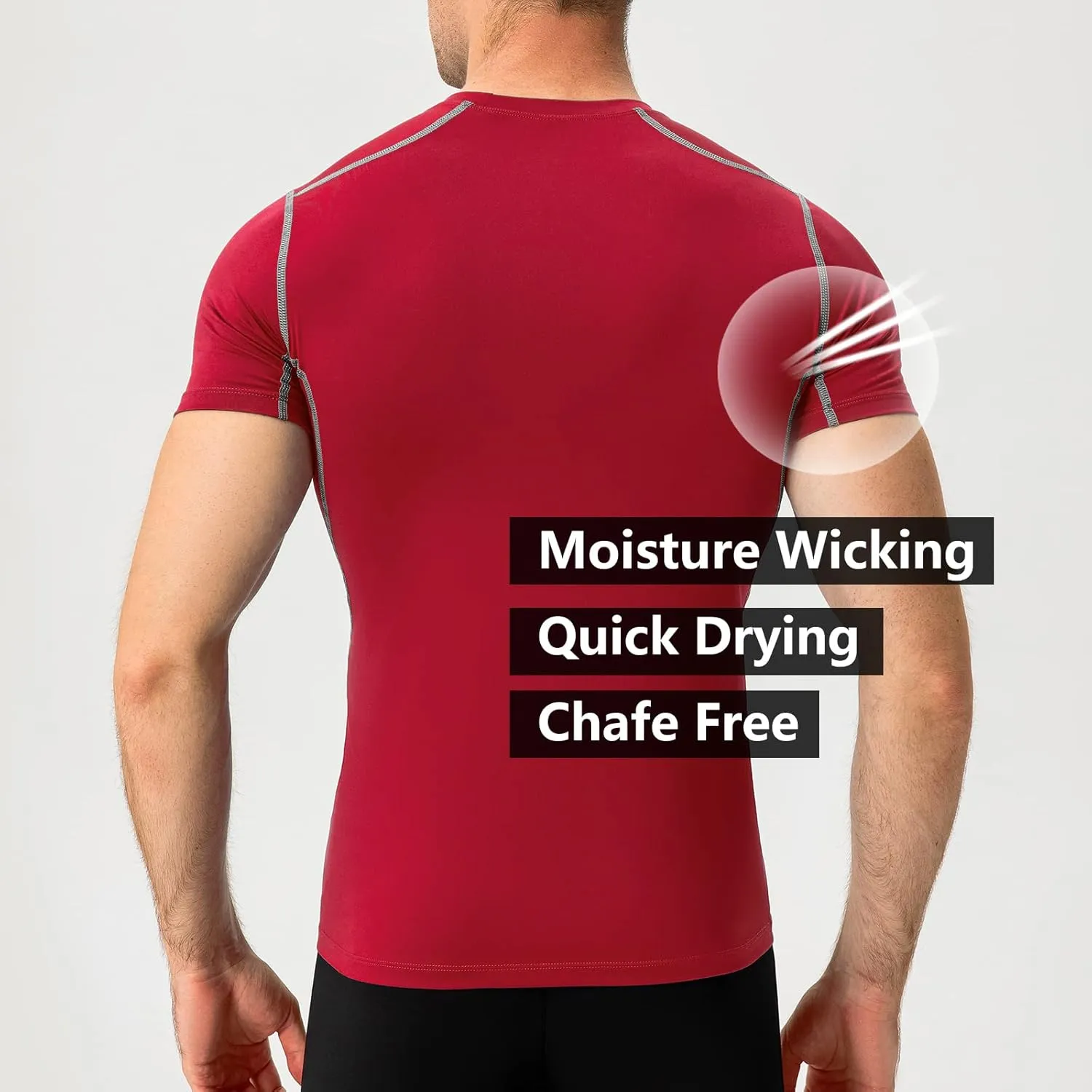 Mens Compression Shirts Short Sleeve Athletic Compression Tops Dry Fit Running T-Shirt Sports Base Layer Undershirts