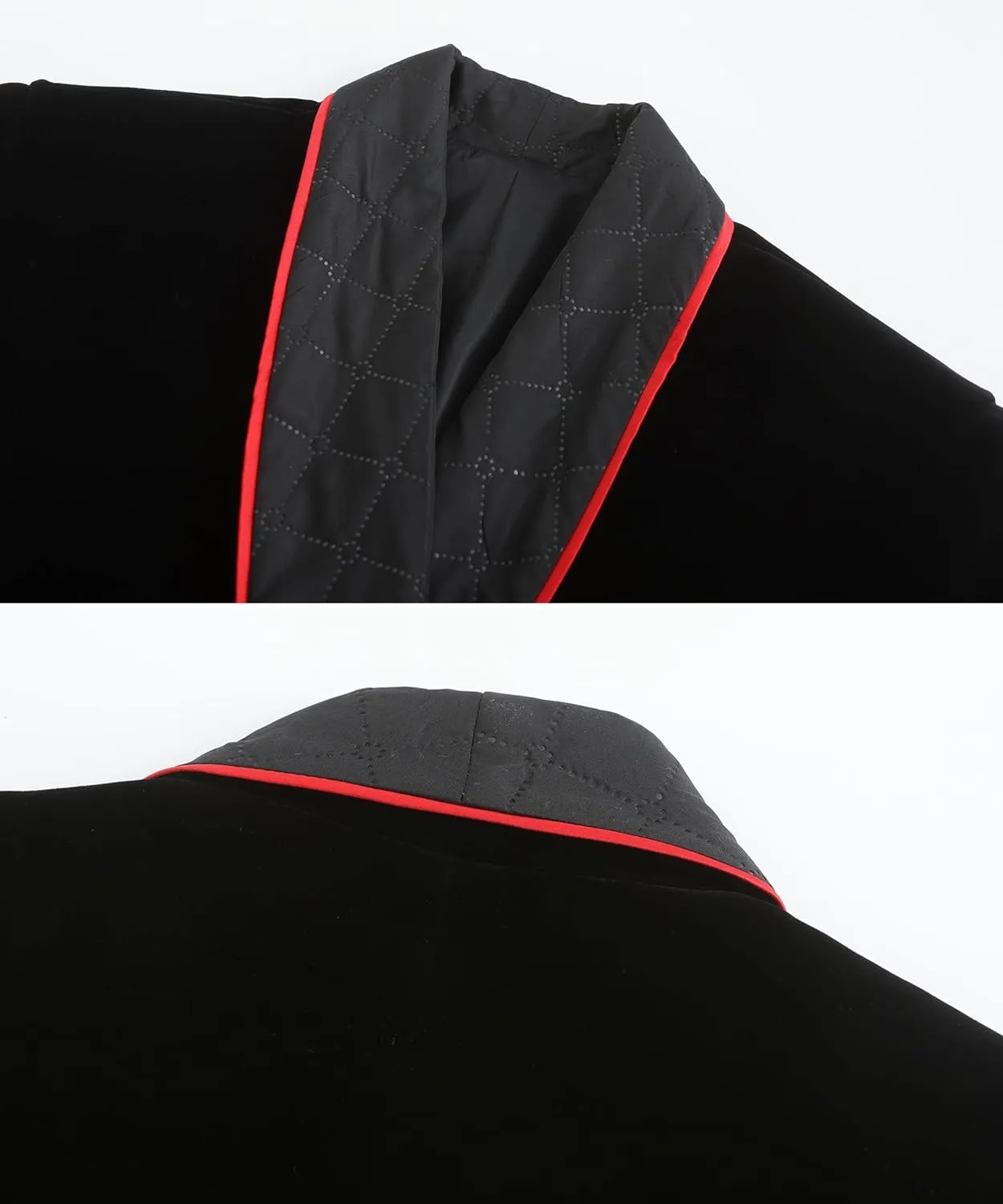 Men's Long Velvet Smoking Jacket with Belt Shawl Lapel Smoking Robe Quilted Dressing Gown