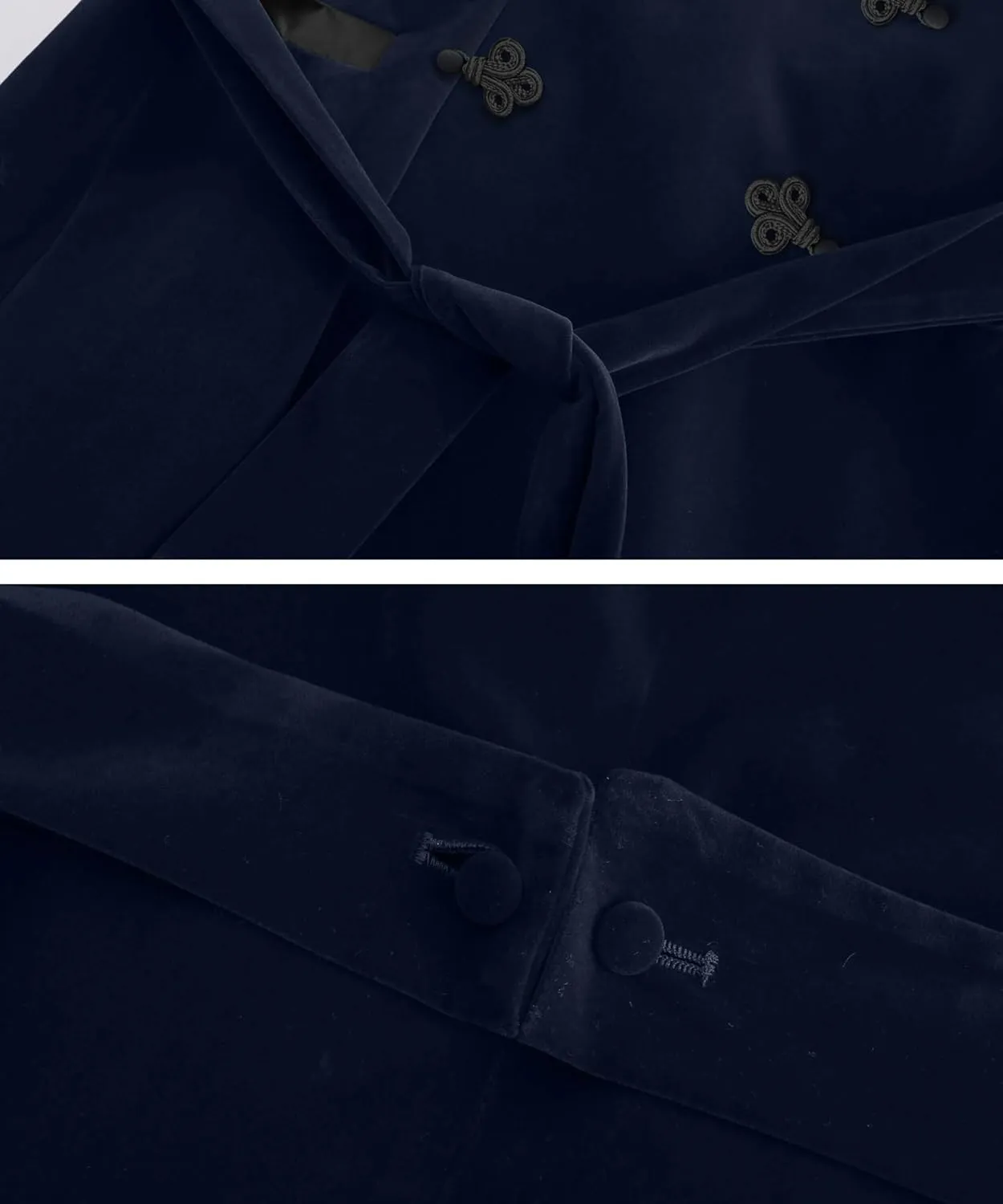 Men's Long Velvet Smoking Robe Double Breasted Jacket Blazer with Belt for Dinner Wedding Party