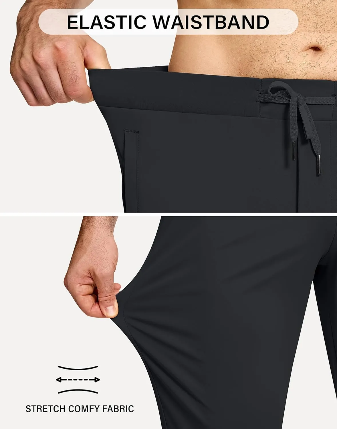 Mens Running Joggers Pants with 3 Pockets Slim Fit Stretch Drawstring Sweatpants for Athletic Traning Track Workout