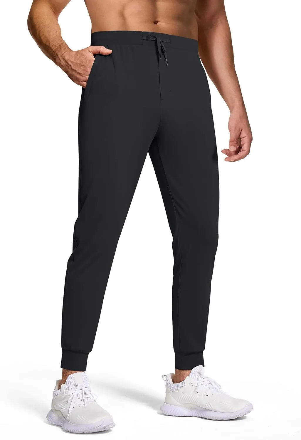 Mens Running Joggers Pants with 3 Pockets Slim Fit Stretch Drawstring Sweatpants for Athletic Traning Track Workout