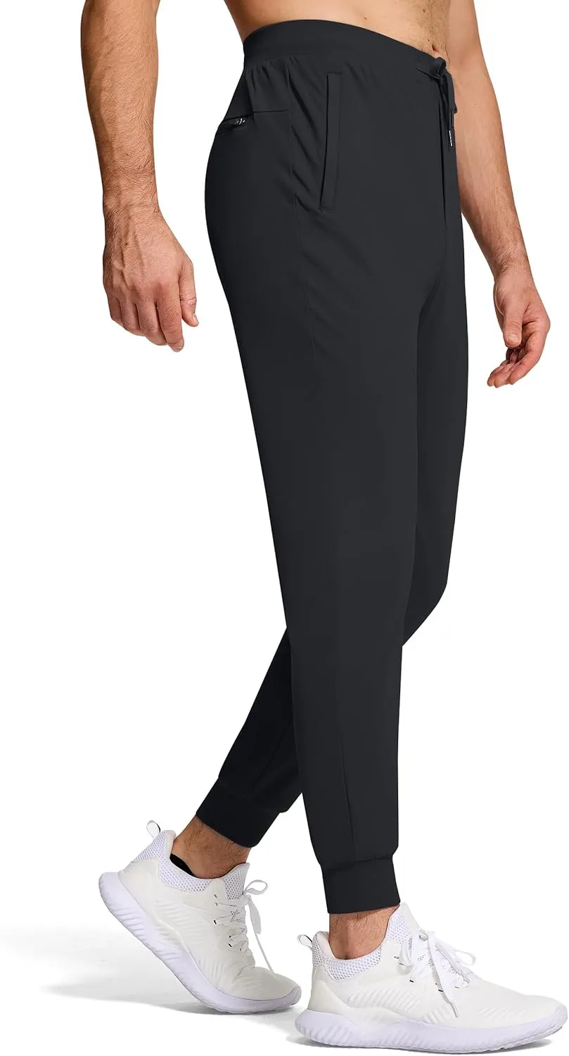 Mens Running Joggers Pants with 3 Pockets Slim Fit Stretch Drawstring Sweatpants for Athletic Traning Track Workout