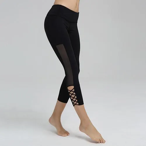Mesh & Tied Cropped Leggings