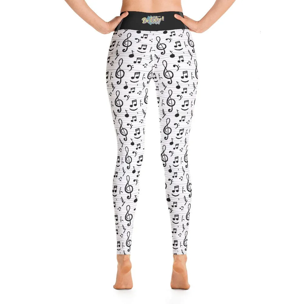 Music Notes - High-Waist Yoga Leggings