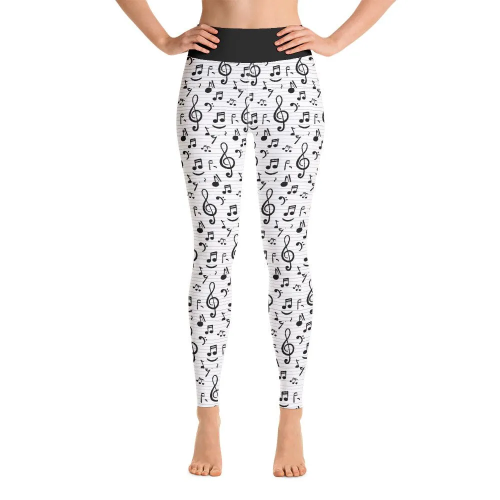 Music Notes - High-Waist Yoga Leggings