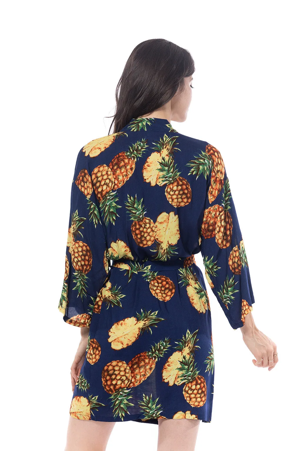 Navy Blue Cotton Pina Robe