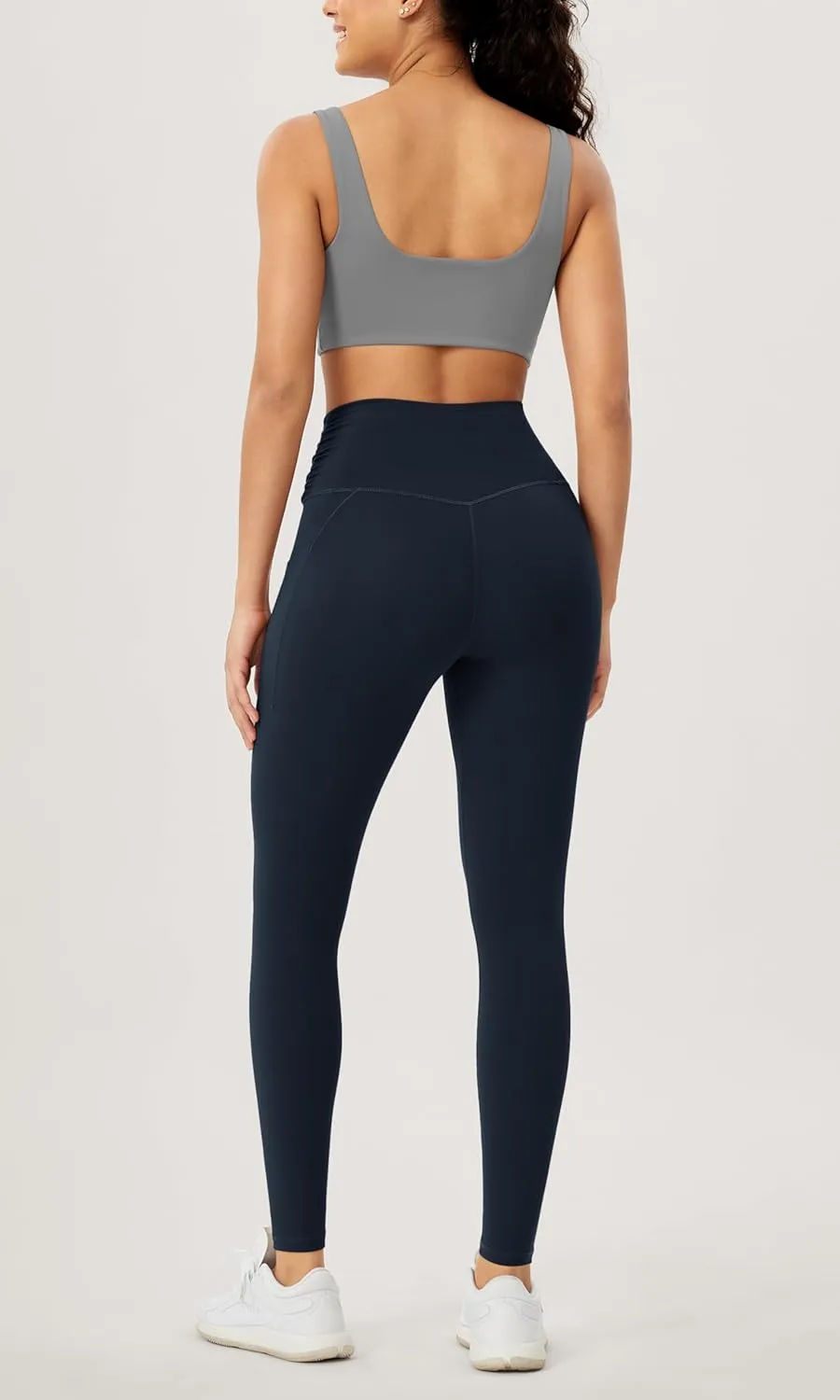 ODODOS Women's Gathered Cross Waist Yoga Leggings with Pockets, 25" / 28" Crossover Workout Yoga Pants