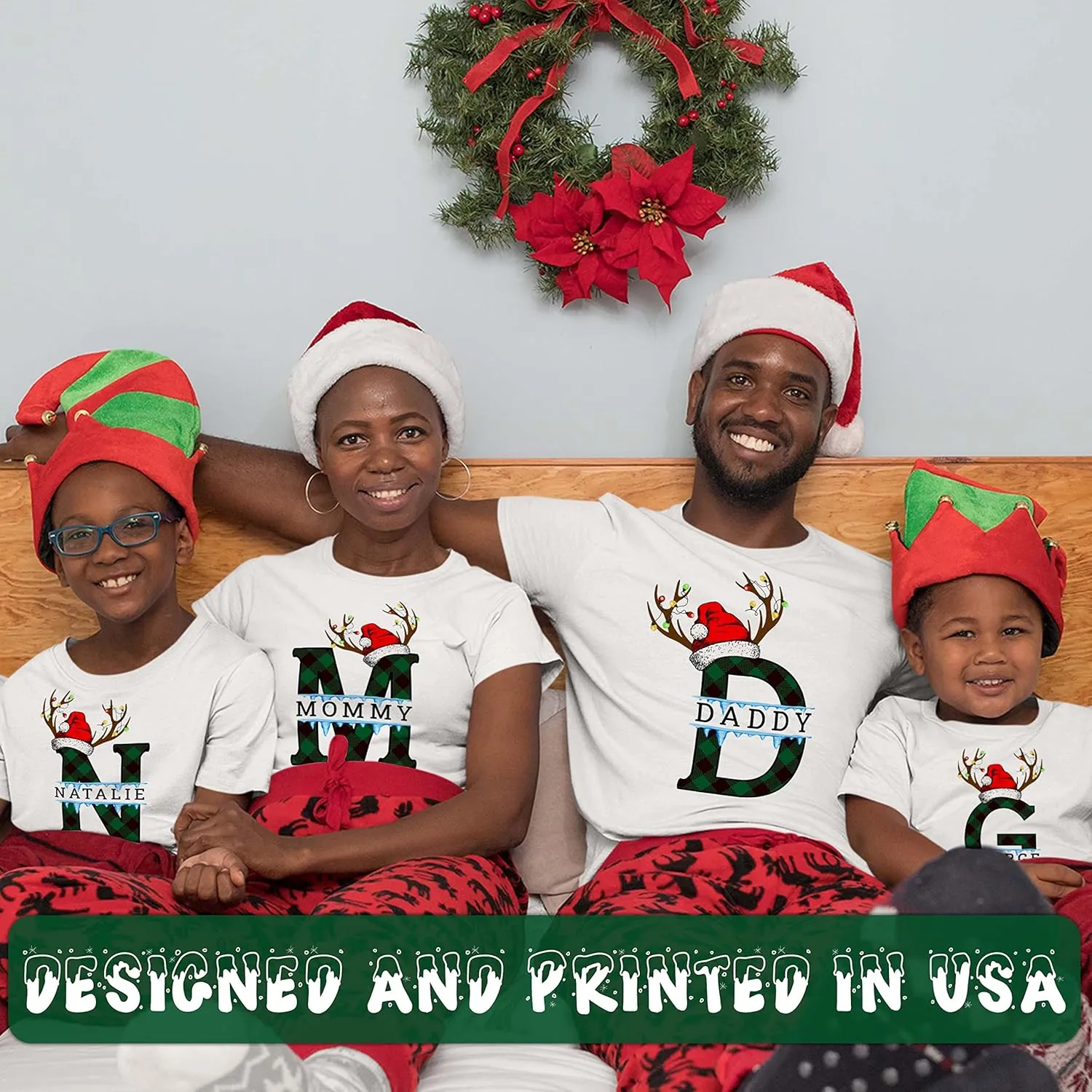 Personalized Christmas Matching Tee for Family - Customized Christma Family Outfits Custom Xmas T-Shirts for Men, Women, Kids