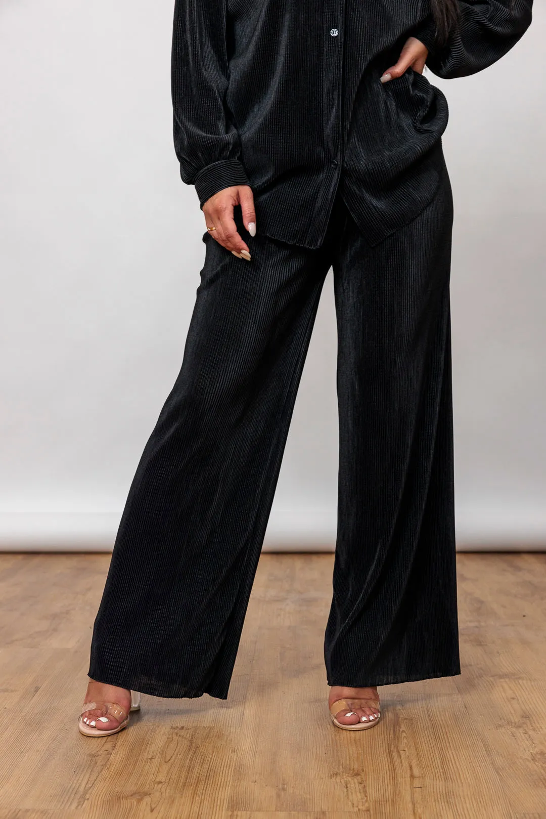 Plissee Zweiteiler - Oversize Bluse & Schlaghose