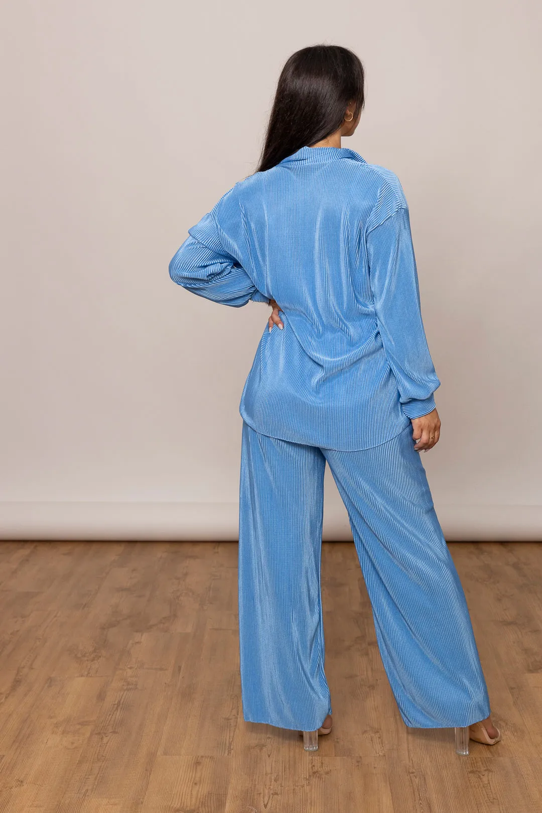 Plissee Zweiteiler - Oversize Bluse & Schlaghose