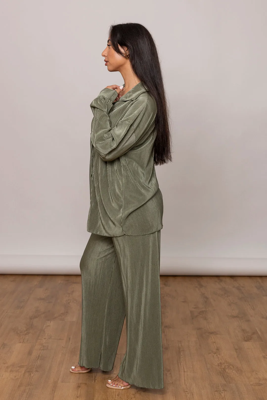 Plissee Zweiteiler - Oversize Bluse & Schlaghose