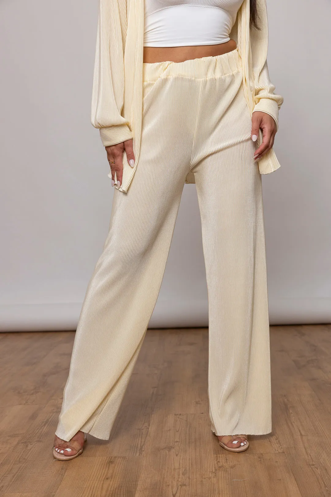 Plissee Zweiteiler - Oversize Bluse & Schlaghose