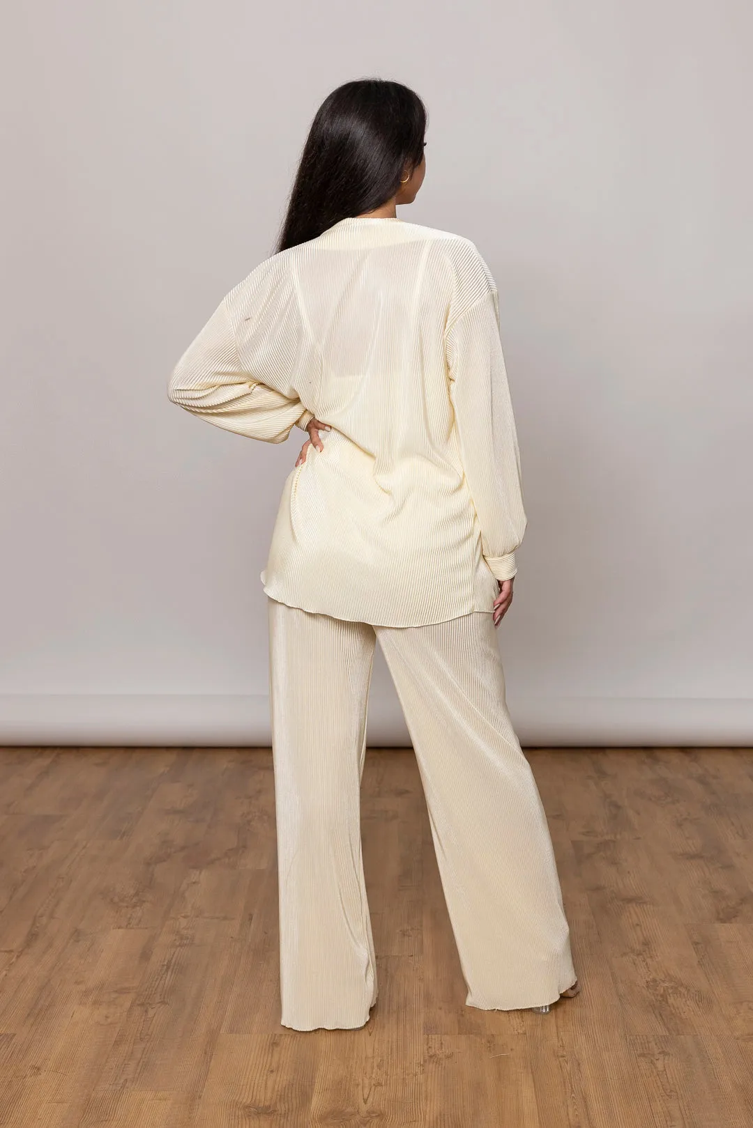 Plissee Zweiteiler - Oversize Bluse & Schlaghose