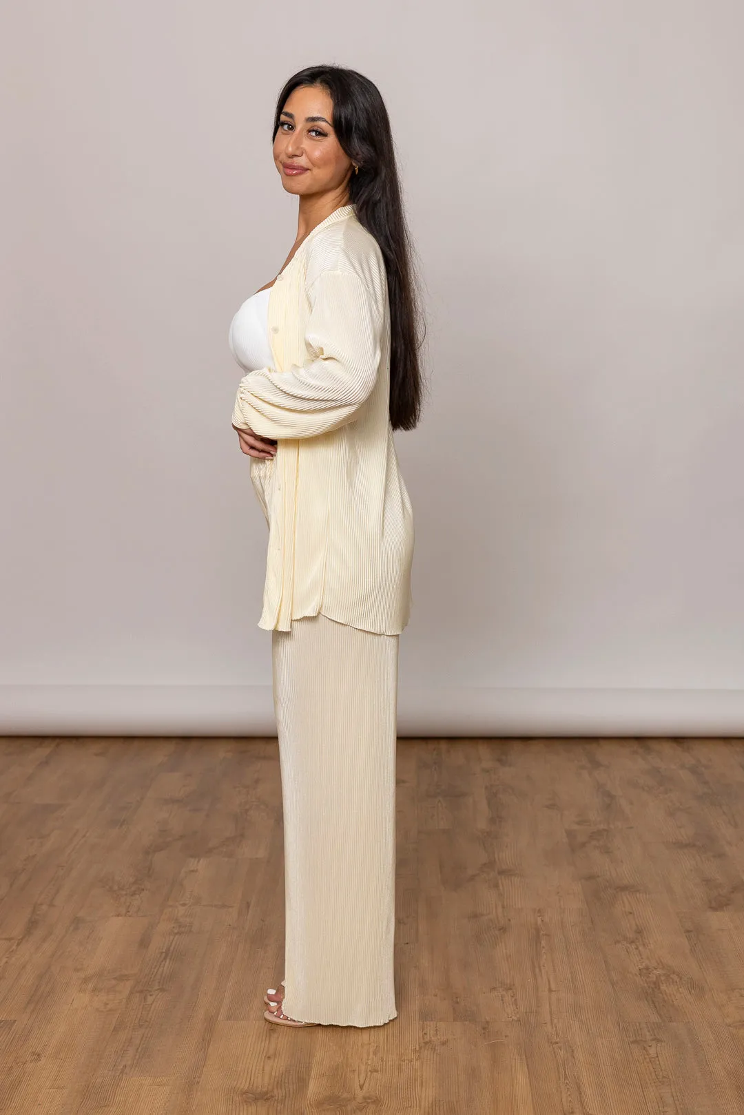 Plissee Zweiteiler - Oversize Bluse & Schlaghose