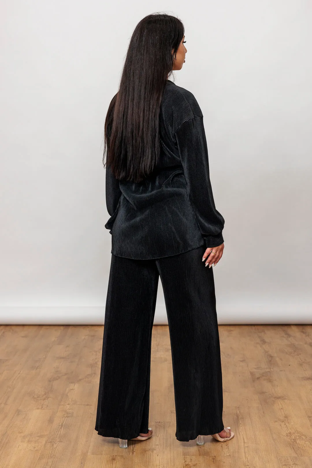 Plissee Zweiteiler - Oversize Bluse & Schlaghose