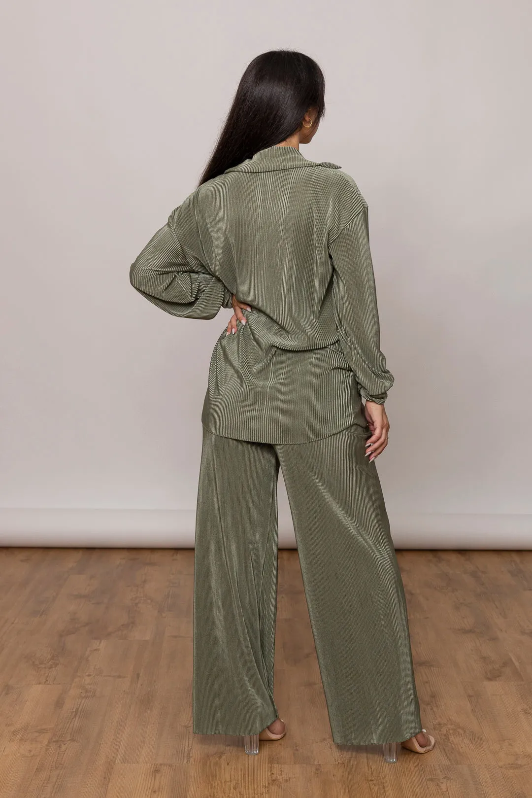 Plissee Zweiteiler - Oversize Bluse & Schlaghose