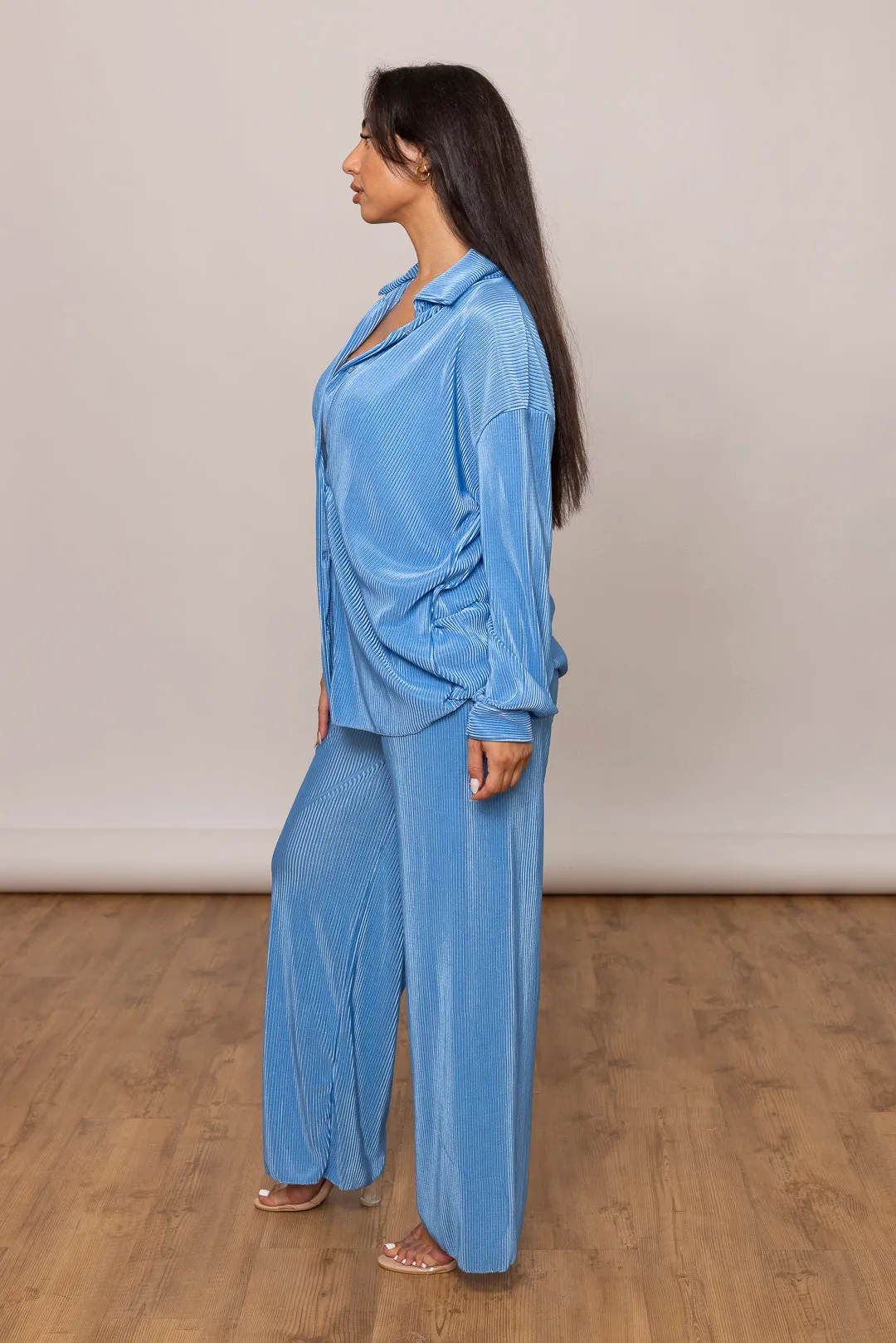 Plissee Zweiteiler - Oversize Bluse & Schlaghose