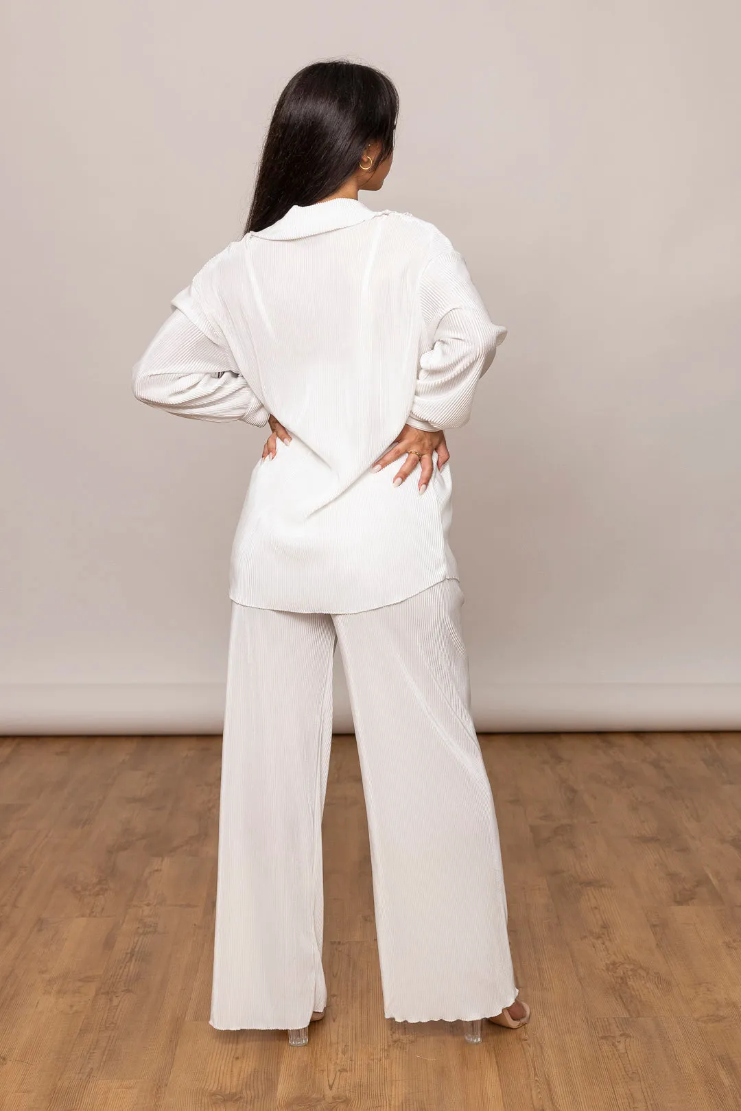 Plissee Zweiteiler - Oversize Bluse & Schlaghose