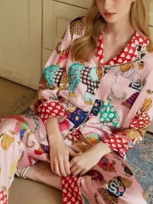Red leopard print pijama set