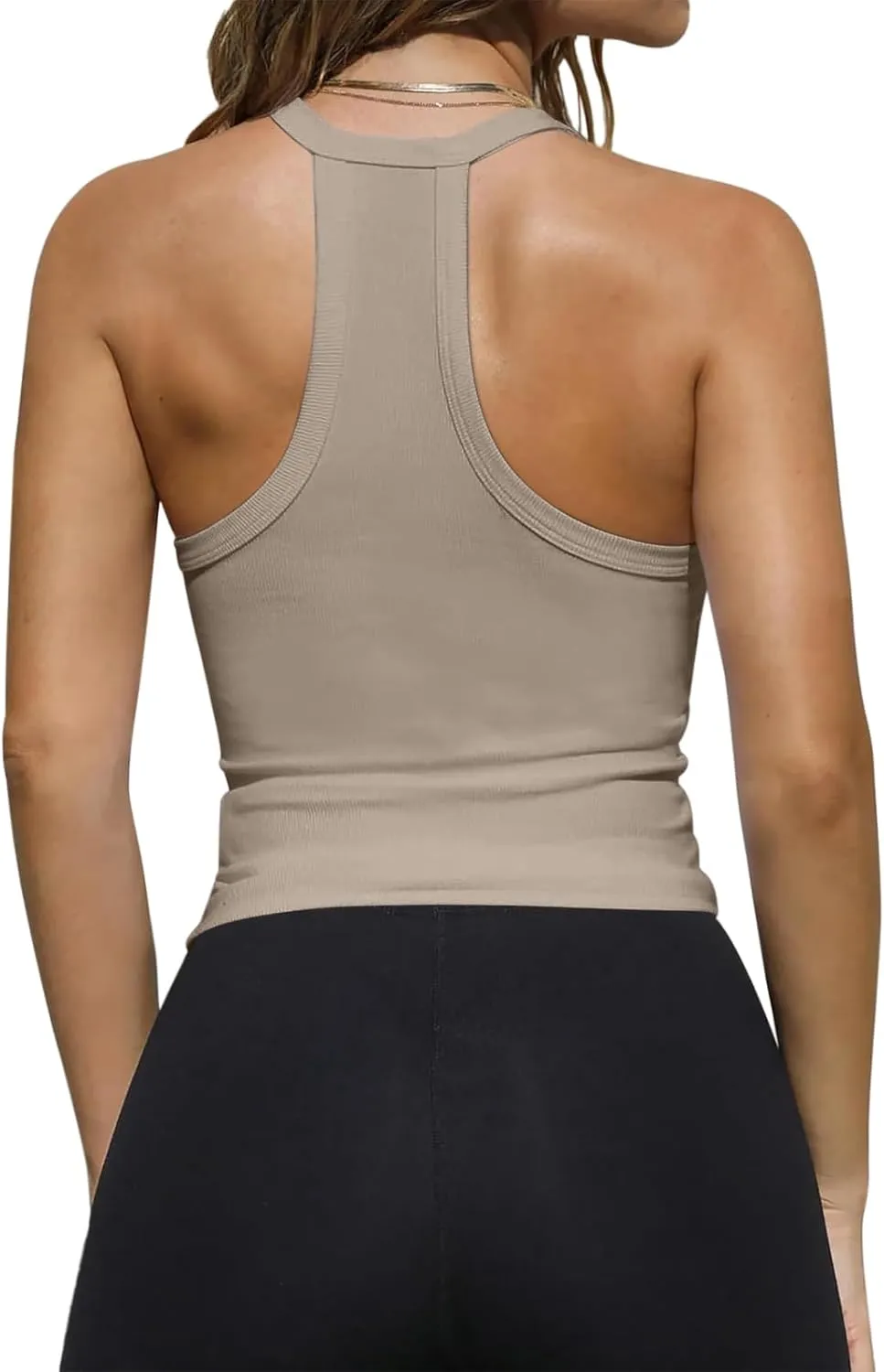 REORIA Womens Workout Tank Tops V Neck Racerback Going Out Crop 2025 Trendy Top Summer Sleeveless Ribbed Camisole