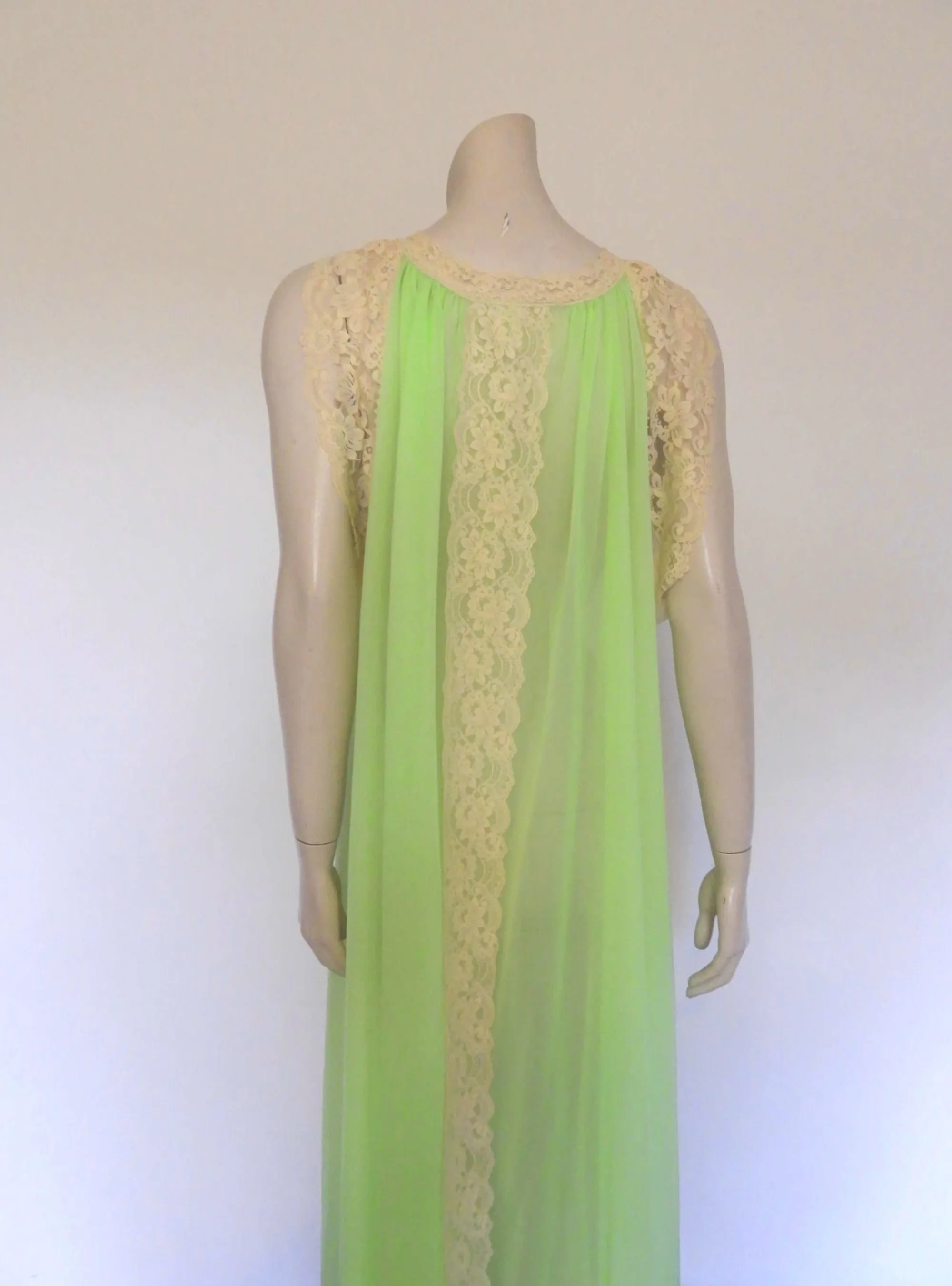 Sheer Green Negligee with Blonde Lace by Tosca - M