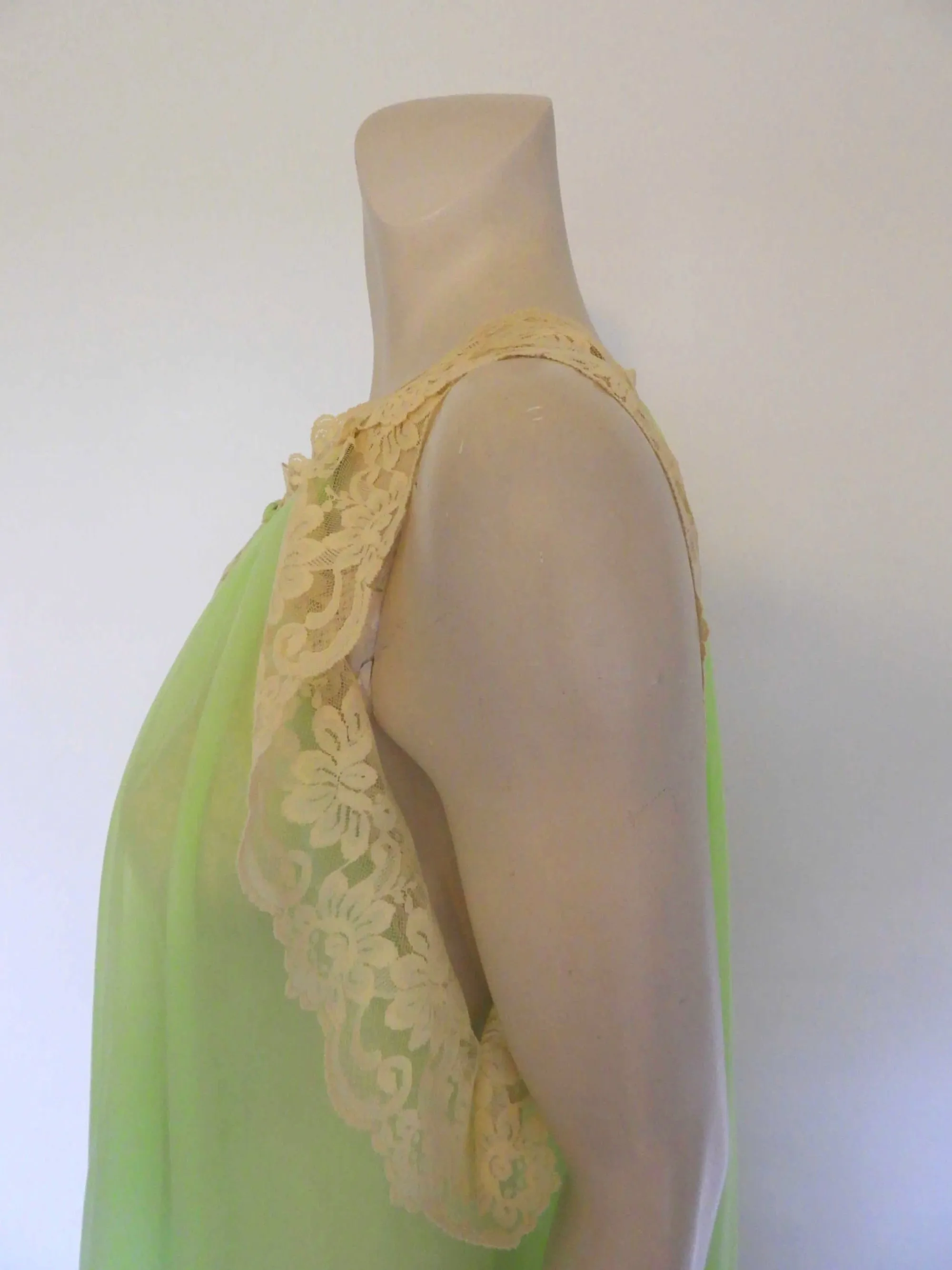 Sheer Green Negligee with Blonde Lace by Tosca - M