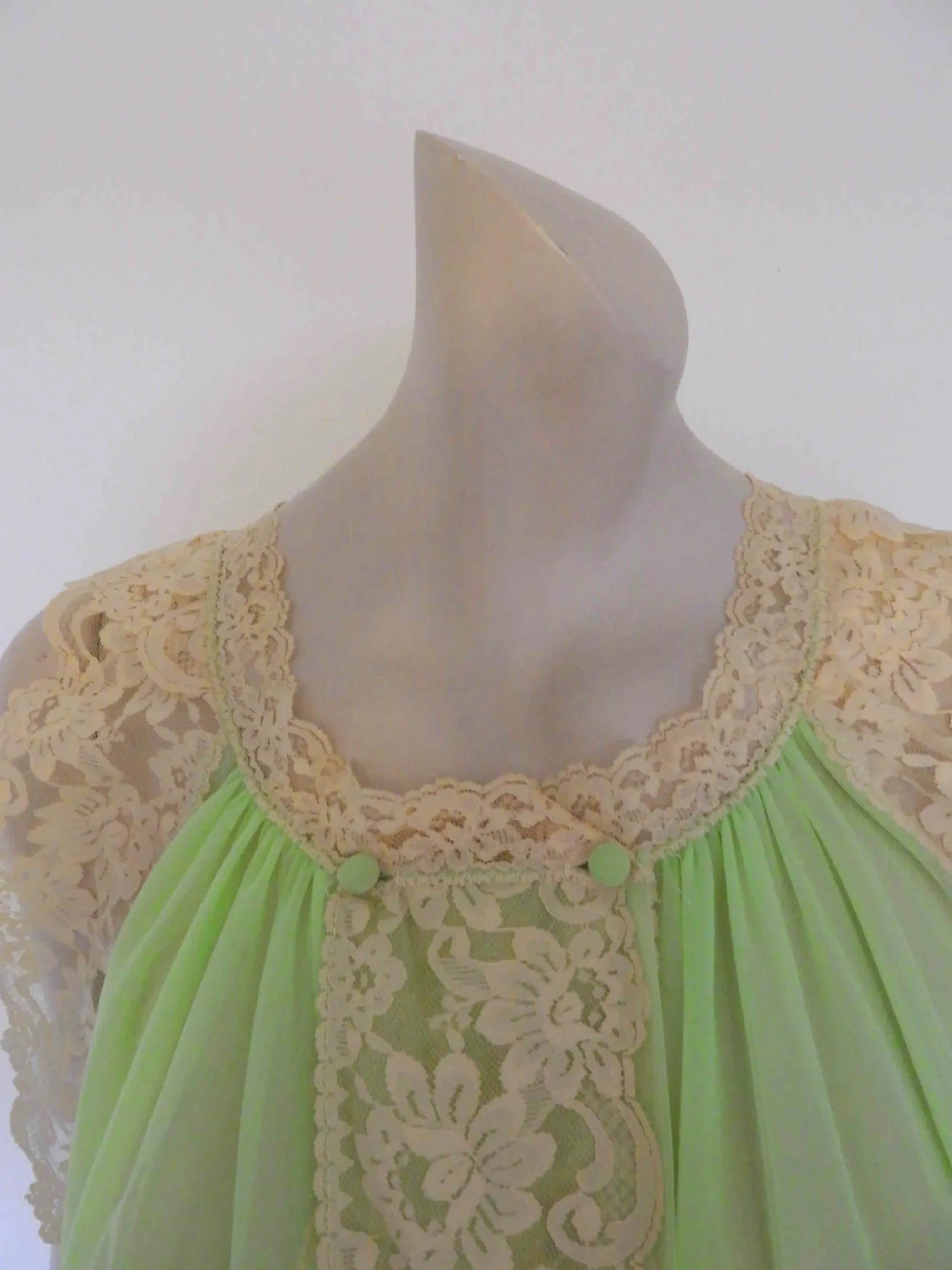 Sheer Green Negligee with Blonde Lace by Tosca - M