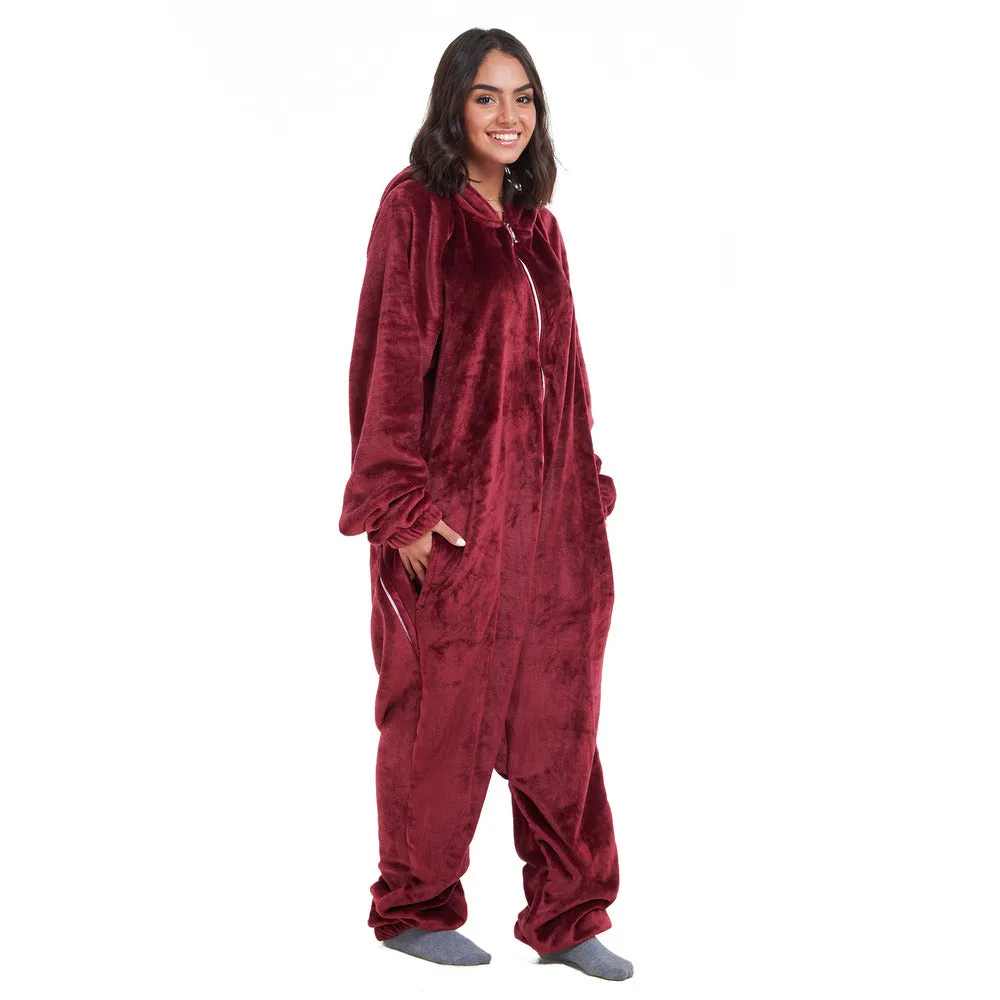 Snuggs Blanket Onesie Dark red
