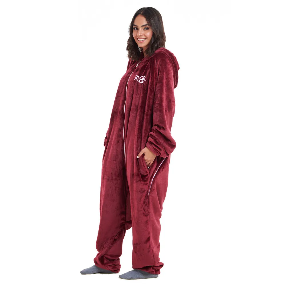 Snuggs Blanket Onesie Dark red